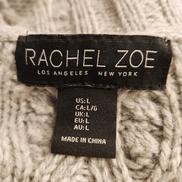 Rachel Zoe Women's Chunky Cable Knit Open Front Gray Cardigan Sweater Large - Picture 3 of 6